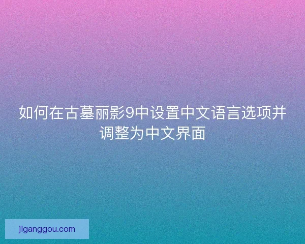 如何在古墓丽影9中设置中文语言选项并调整为中文界面